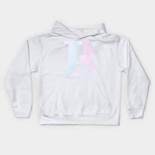 The Letter B Pink and Blue Marble Design Kids Hoodie